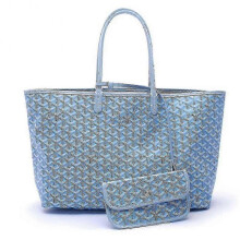 (Light Blue) Women's Pu Leather Tote Bag Portable Large Capacity Shoulder Bag Waterproof Beach Pocket