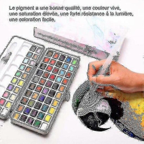 Watercolor Paint Palette 72 Colors Solid Pearlescent Color Paint Box Beginner Professional Portable Set 2