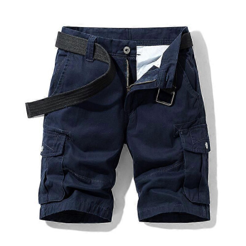 (34,dark blue)Summer Men s Casual Multi-Pocket Short Cargo Pants