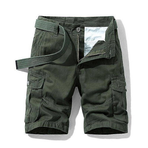 (30,Army green)Summer Men s Casual Multi-Pocket Short Cargo Pants