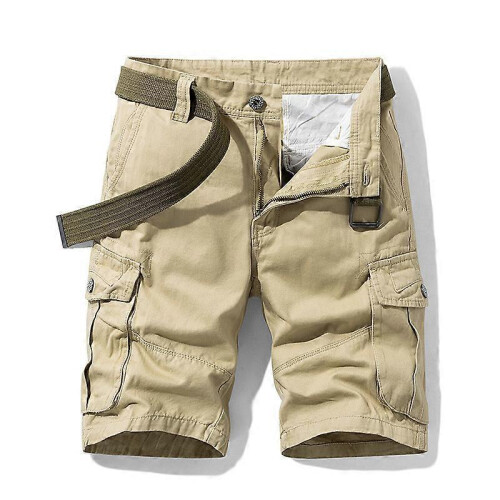 (34,khaki)Summer Men s Casual Multi-Pocket Short Cargo Pants