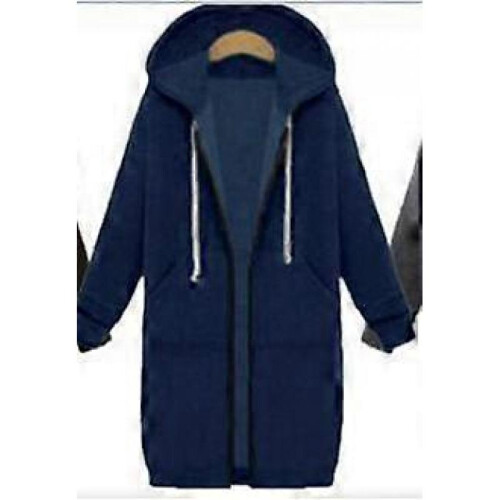 (M, black) Women s long hooded zipper windbreaker jacket 2