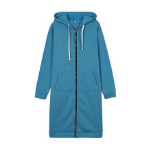 (L, sky blue) Women s long hooded zipper windbreaker jacket