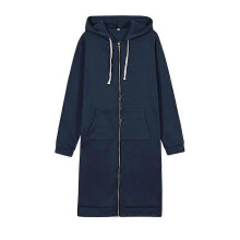 (XXL, royal blue) Women s long hooded zipper windbreaker jacket