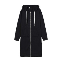 (3XL, dark blue) Women s long hooded zipper windbreaker jacket