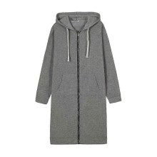 (5XL, Light gray) Women s long hooded zipper windbreaker jacket
