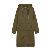 (XXL, Army green) Women s long hooded zipper windbreaker jacket