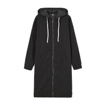 (XXL, dark gray) Women s long hooded zipper windbreaker jacket