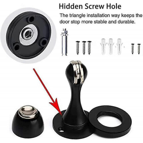 Door Stoppers, Magnetic Door Stop Black Satinless Steel, 2 Pack 2