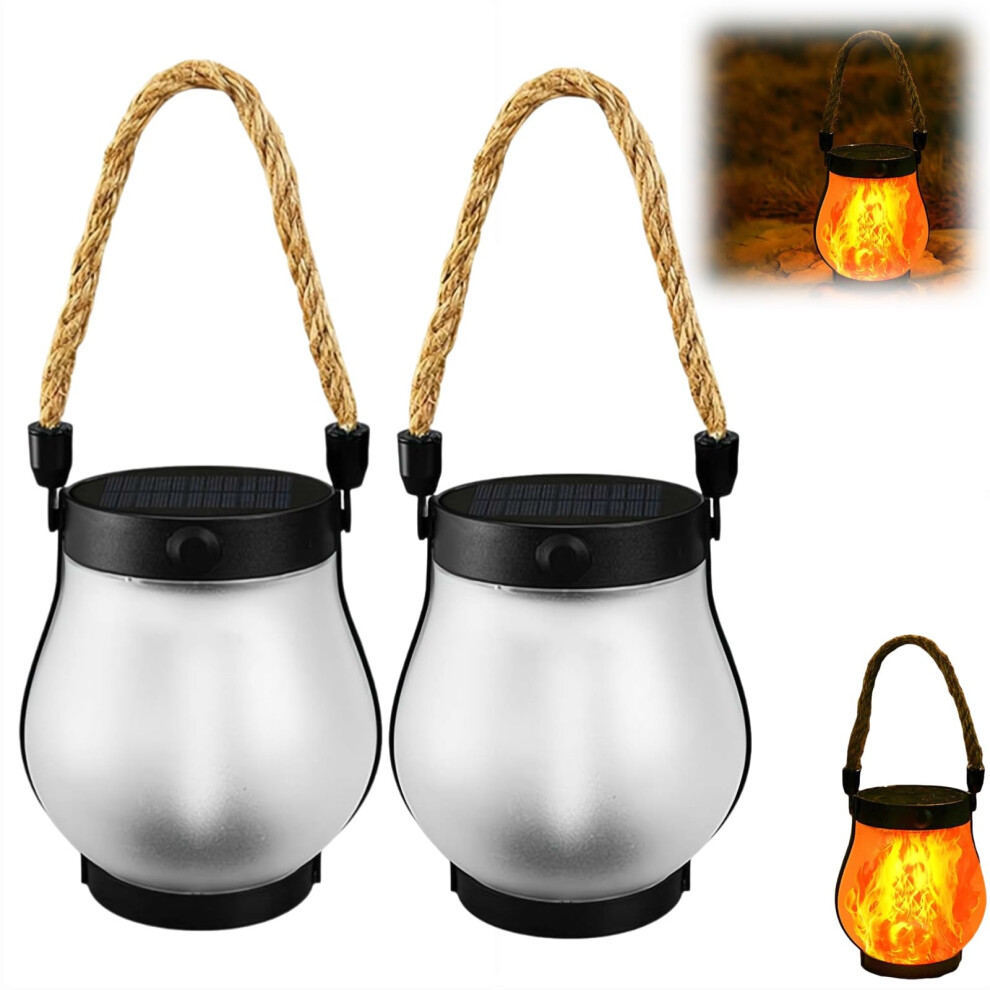 (Flame Lamp, Warm Light)Solar Lantern with Dancing Flame Outdoor Flickering Flame Solar Lanterns Camping Lantern Outdoor Lights Solar and U-image-OPC-PHYGX9Z-NEW