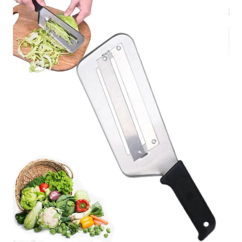 (Black)Dual Blade Julienne Cutter, Stainless Steel Dual Blade Julienne Cutter, Stainless Steel Shredder Knife, Cabbage Shredder Slicer, Veg Black