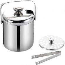 Insulated Ice Bucket with Lid And Tongs,drinks Cooler Chiller,stainless Steel Ice Bucket1300ml