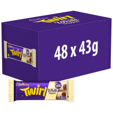 Cadbury Twirl White Dipped Chocolate Bar 43g (Pack of 48)