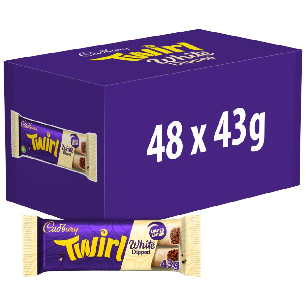 Cadbury Twirl White Dipped Chocolate Bar 43G (Pack Of 48)