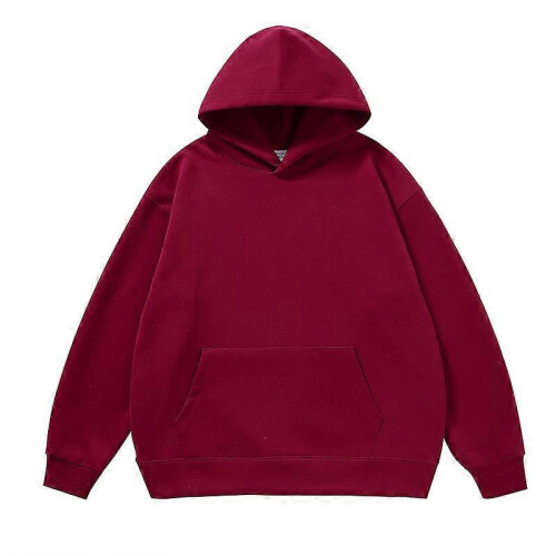 (M, burgundy) Men s casual pullover solid color sweatshirt suitable for autumn and winter