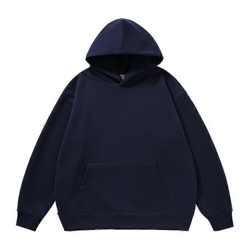 (M, navy blue) Men s casual pullover solid color sweatshirt suitable for autumn and winter