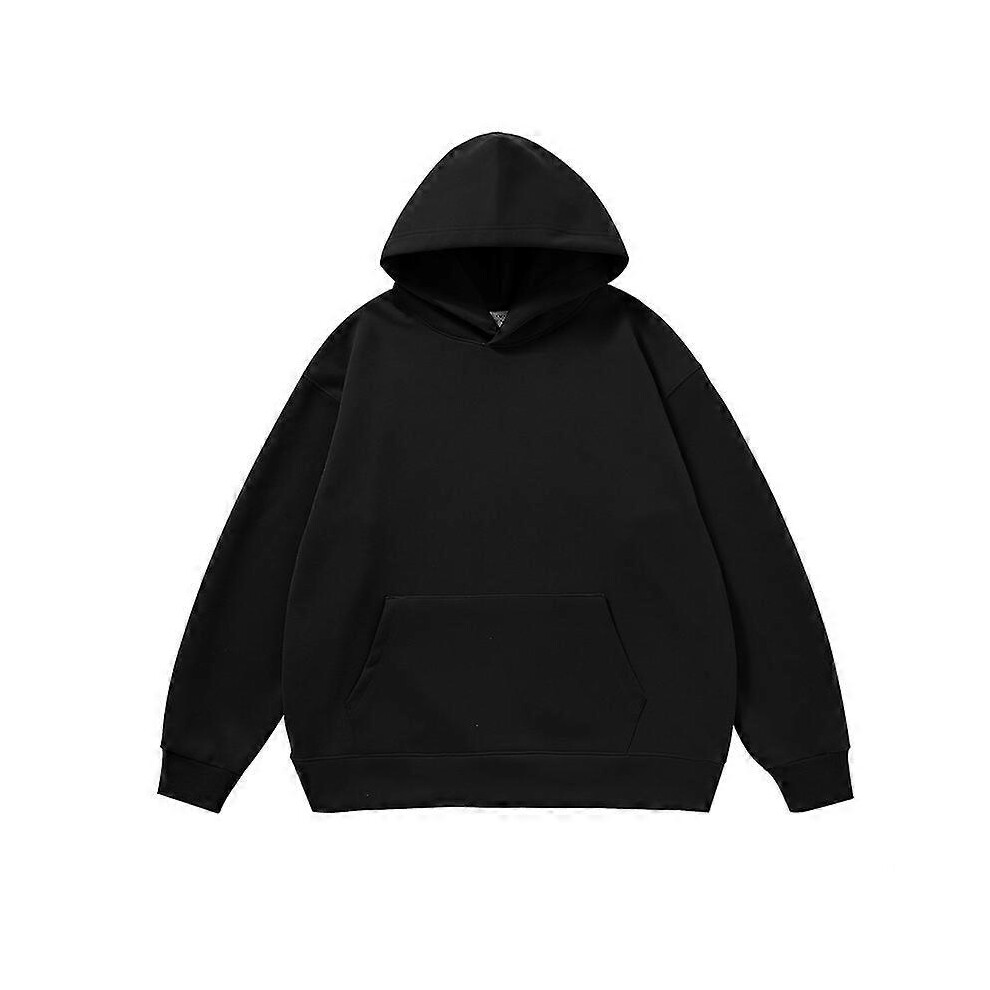 (L,black)Men s casual pullover solid color sweatshirt suitable for autumn and winter