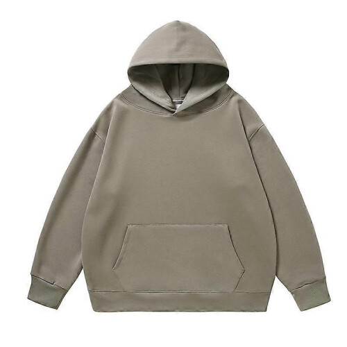 (M, khaki green) Men s casual pullover solid color sweatshirt suitable for autumn and winter
