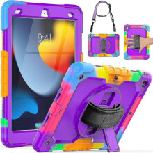Kids Case for Ipad 9th/8th/7th Generation, Ipad 10.2 Case with Screen Protector, Rotatable Hand Strap/kickstand, Pencil Holder, Shockproof 10.(free Sh
