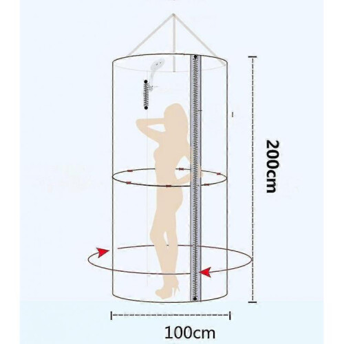 Round Polyester Shower Curtain Hanging Thermal Insulation Thickened Double Zipper D100 * L200cm 2