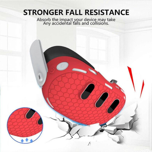 (Red)7pcs Set Vr Accessories For Oculus/meta Quest 3, Front Headset Protector Cover, Controller Grips Cover, Lens Cover, Face Pad, Joystick Caps 2