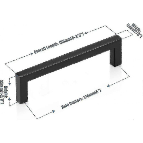 20 Pack Kitchen Door Handles 160mm Hole Centre Flat Black Cabinet Handles 1