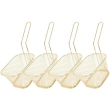 Set of 4 Mini Frying Baskets Gold Mesh Snack Serving Baskets for Chips Fried Food Chicken Wings Appetisers Durable Metal Constructio