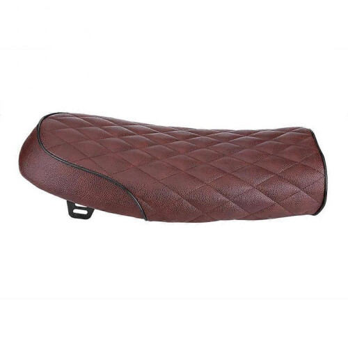 Motorcycle Seat Cushion CG125 Modification Brown Diamond Pattern Comfortable Durable PU Leather Vintage Style Replacement for Customisatio 1