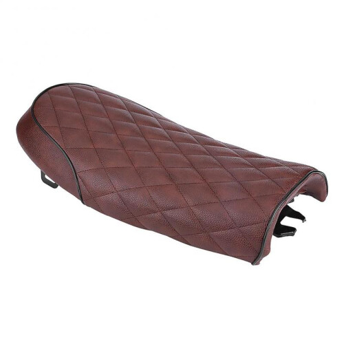 Motorcycle Seat Cushion CG125 Modification Brown Diamond Pattern Comfortable Durable PU Leather Vintage Style Replacement for Customisatio 2