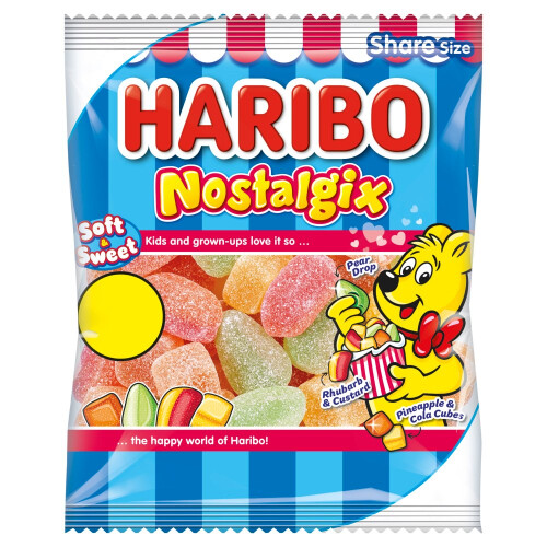Haribo HARIBO Nostalgix SugarCoatedFruit&ColaFlavourJellySweets140g(Packof12) 1