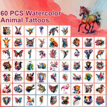 (60pcs) [60pcs 3D Animal Tattoos] 60pcs Waterproof 3D Temporary Animal Tattoo Stickers, Lasting 3-5 Days