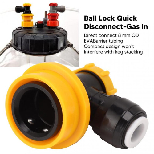 5/16 Quick Push Fit Ball Lock Connector Gas Input Yellow Liquid Durable Plastic Easy Installation Compact Design for Brewing System 2