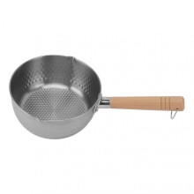 20cm Stainless Steel Cooking Pot Flat Base Non-Stick Coating-Free Ramen Noodle Cooker Baby Food Preparation Pot Durable Wooden Handle for Versatile Us
