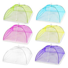 Foldable Food Cover White Net Fabric Square Food Tent Cover with Lace Edge 16 Inch 43x43cm Insect Protection for Dining Table 6PCS Se