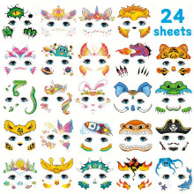 (24 Sheets) 24 Sheets Face Tattoos | Party Pack, Face Paint Tattoos Makeup for Adults Birthday Party Supplies Games, Face Tattoo Stickers