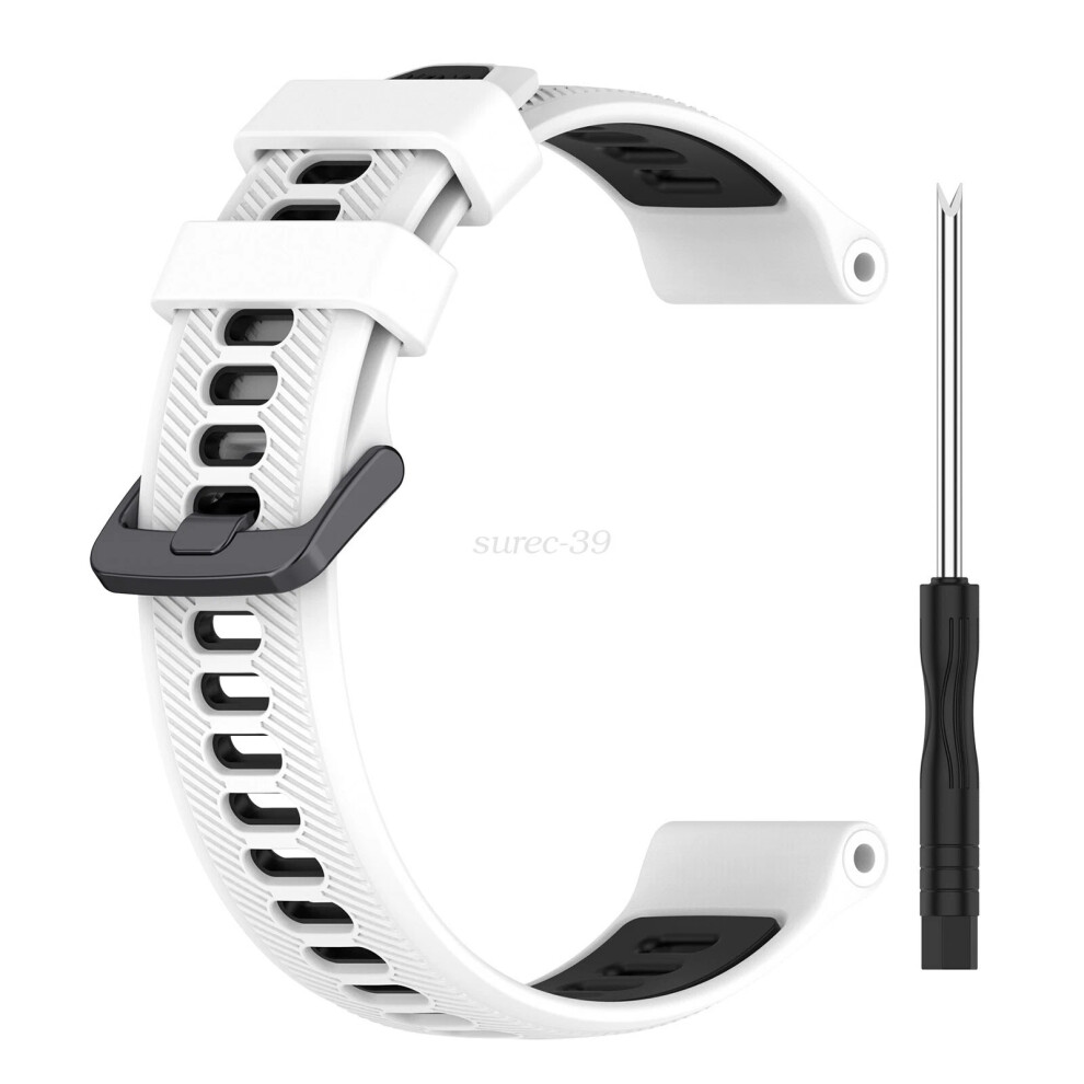 (-Black) For Garmin Forerunner 935/945/965/955 Wrist Watch Band Strap Replacement White/Black 6963793980772