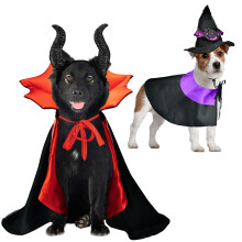Halloween Dog Costumes Dog Vampire Witch Cape with Red Collar 4Pack