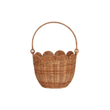 Scandinavian Rattan Tulip Flower Shaped Storage Basket, Outdoor Handheld Picnic Basket