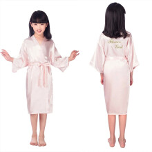 (12 Years, Pink) UK Personalized Flower Girl Robe Kids Kimono Nightwear Wedding Dressing Gown New