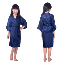 (14 Years, Navy) UK Personalized Flower Girl Robe Kids Kimono Nightwear Wedding Dressing Gown New