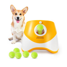 Dog and Pet Thrower Outdoor Elastic Tennis Launcher Internet Celebrity Dog Walking Toy Automatic Thrower (Orange, 3 Balls)