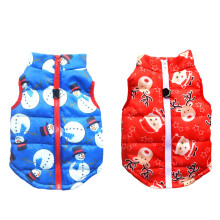 2 Pcs Christmas Dog Cotton Wadded Jacket Snowman Pet Coat with Harness Hook Xmas Elk
