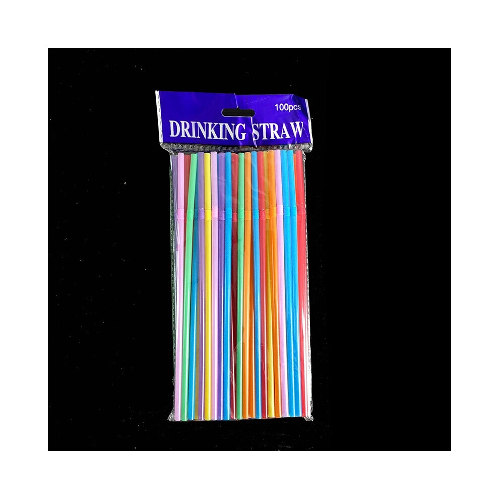 Luckstore (Color Mixing, 1000Pcs) 100-1000X Straws Flexible Plastic Bendy Colourful Drinking Straw Birthday Party