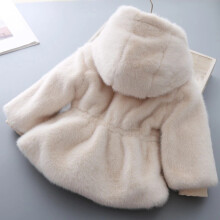 (Ivory, 5?0-1 years) Baby Kids Girls Faux Mink Fur Thick Parka Warm Hooded Coat Jacket Coat Outerwear