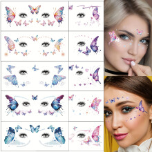 (10Sheets Glitter Butterfly) 10pcs Face Tattoo Stickers, Glitter Butterfly Design, Waterproof Realistic Temporary Tattoos for Women's Makeup