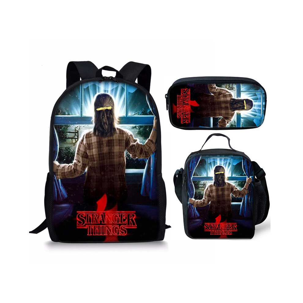 (Style-06) 3 Piece Set Stranger Things School Bag Lunch Bag Pencil Case Kids Gift