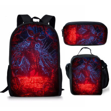 (Style-13) 3 Piece Set Stranger Things School Bag Lunch Bag Pencil Case Kids Gift