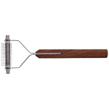 Stripping/Dematting Comb (16 Blade) Wooden Handle Wooden Handle Stainless Steel16 Teeth Comb Curved Ends for Safety