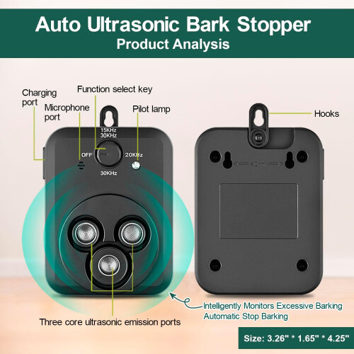 Anti Barking Device, Auto Dog Barking Control Devices with 3 Modes, Rechargeable Ultrasonic Bark Box 1