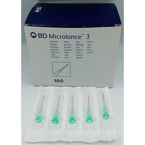 BD MICROLANCE 3 25MM 8/10 21G 1 GREEN STERILE PACK of 100 - REF:BECDI301156 2